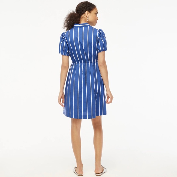 JCREW Size 0 Short-Sleeve Tie-Waist Mini Dress Sunwashed Sea White $118 CC789 - Picture 7 of 7